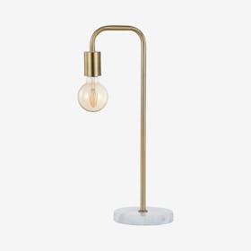 Axel Minimalist Glam Pipe LED Table Lamp - Brass Gold - Metal / Marble
