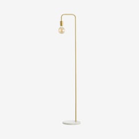 Vega Minimalist Edison Floor Lamp - Brass Gold - Metal / Marble