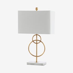 Haines Modern Circle LED Table Lamp - Gold / White - Metal / Marble