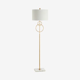 Haines Modern Circle LED Floor Lamp - Gold / White - Metal / Marble