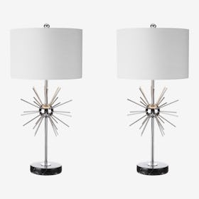 Aria LED Table Lamps - Chrome - Metal / Marble - Set of 2
