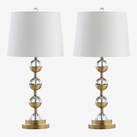 Avery LED Table Lamps - Clear / Brass Gold - Crystal - Set of 2