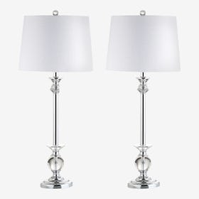 Elizabeth LED Table Lamps - Clear / Chrome - Crystal / Metal - Set of 2