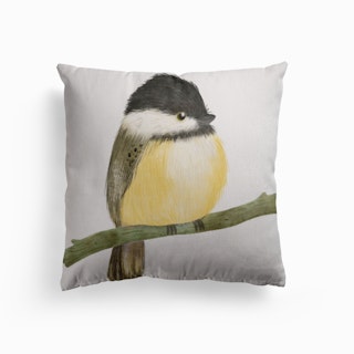 Black Capped Chickadee Bird Canvas Cushion