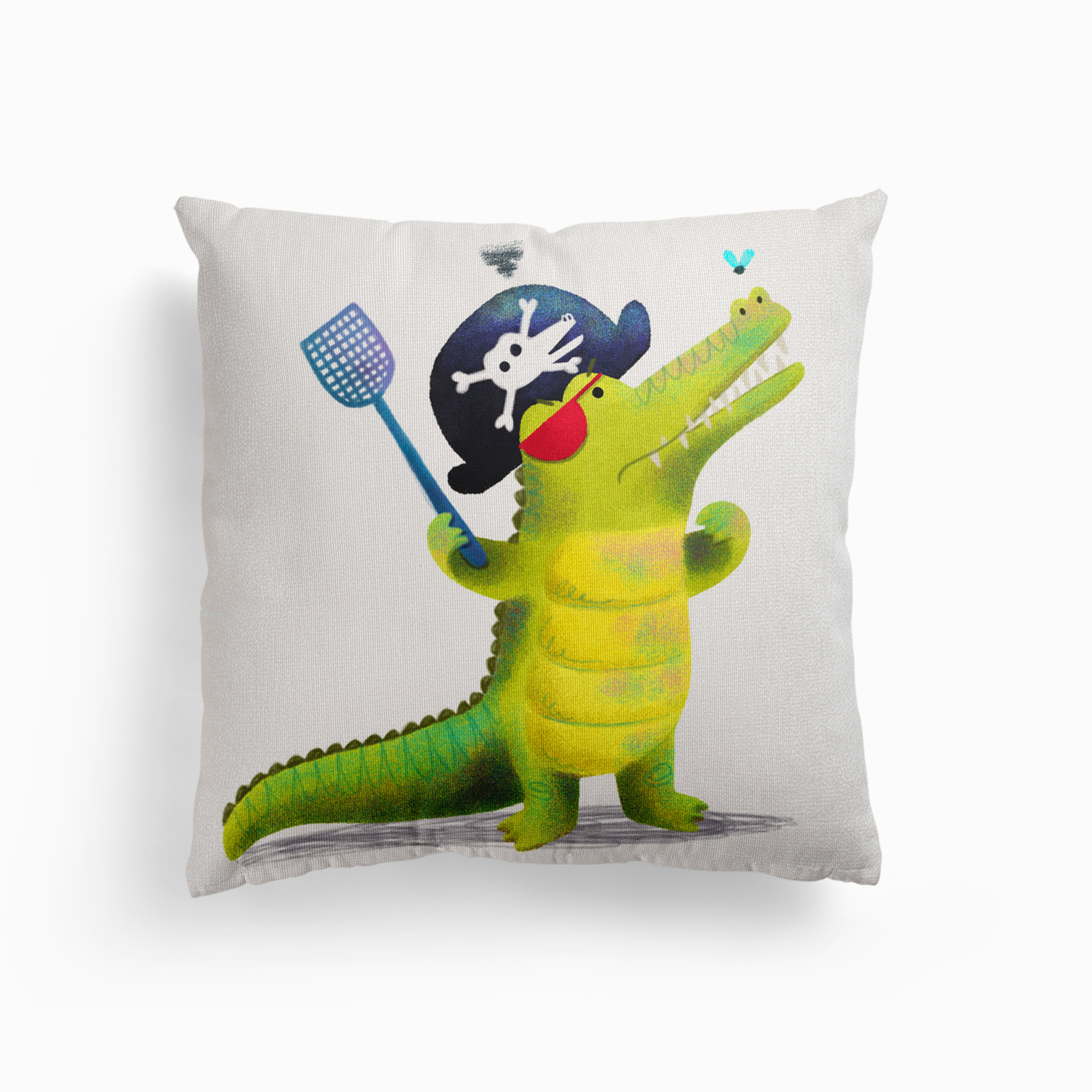 Pirate Crocodile Canvas Cushion by Juliana Motzko