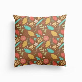Sweet Flowers And Leaves Pattern Canvas Cushion