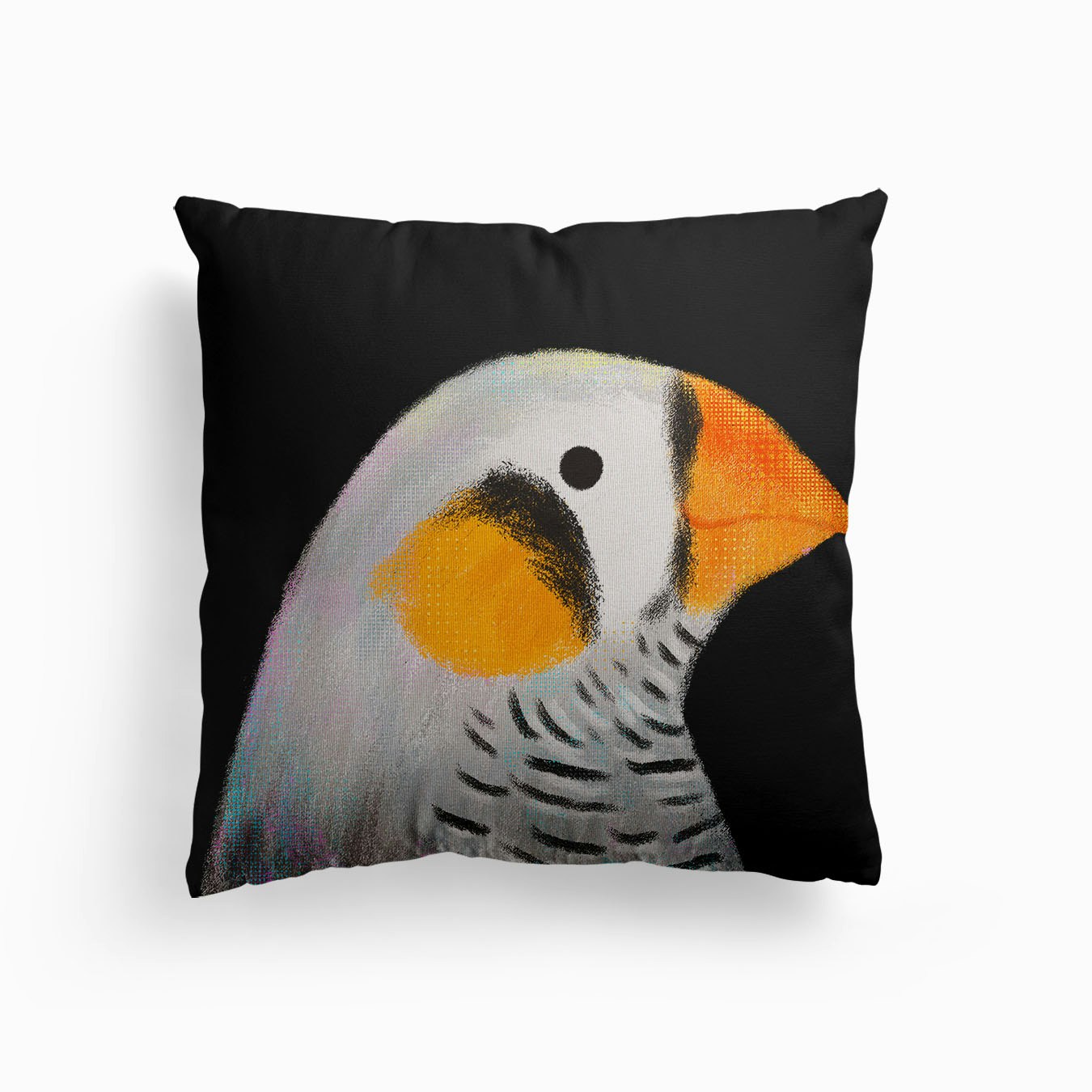 Zebra Finch Bird Canvas Cushion by Juliana Motzko