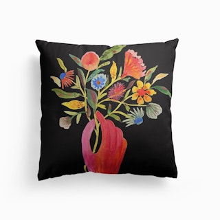 Nosegay Black Canvas Cushion