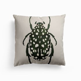 Green Beetle Canvas Cushion