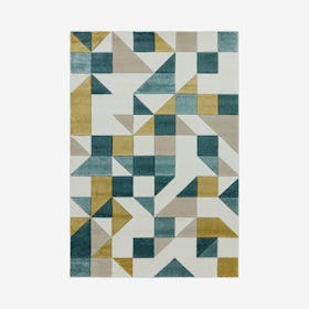 Sketch Shapes Area Rug - Teal/Yellow