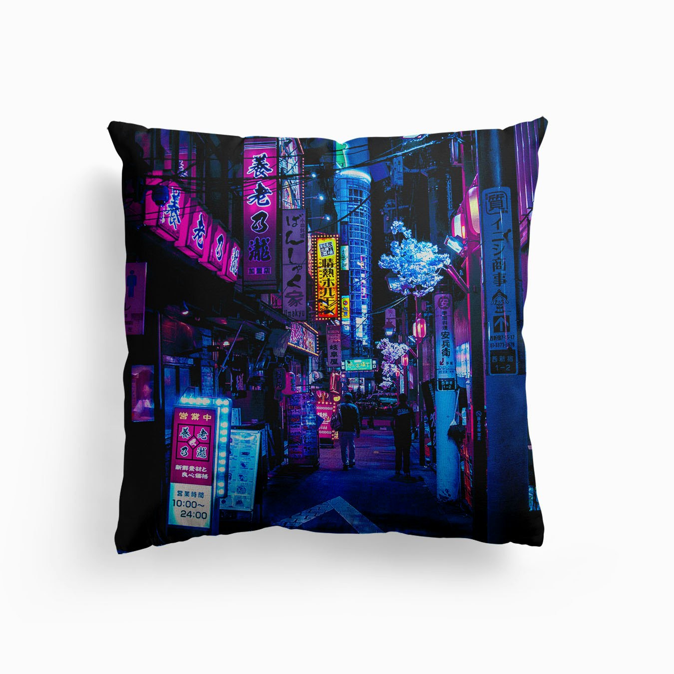 Blue Tokyo Alleys Canvas Coussin