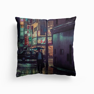Rainy Shinjuku Nights Canvas Cushion