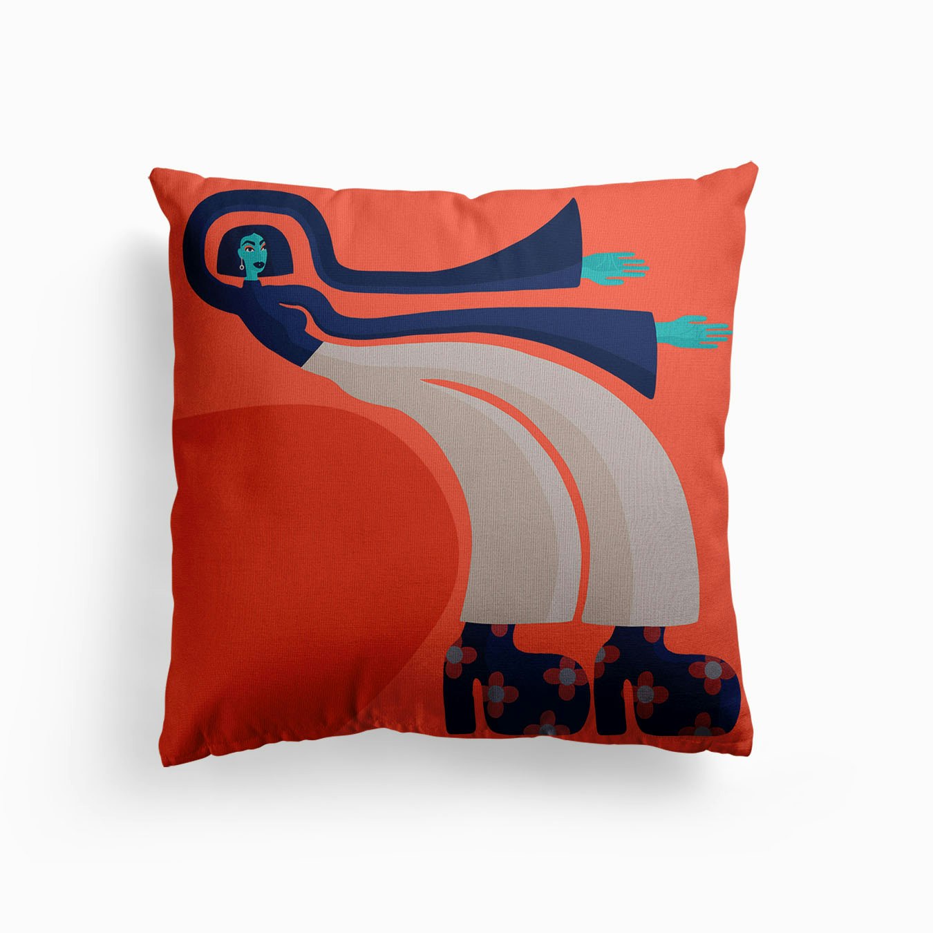 Bendy Lady Canvas Cushion by Helen Harlow