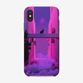 Black Cat And Pink Moon Phone Case