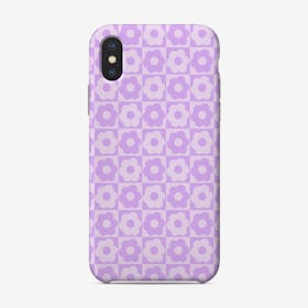 Floral Checker Purple Phone Case