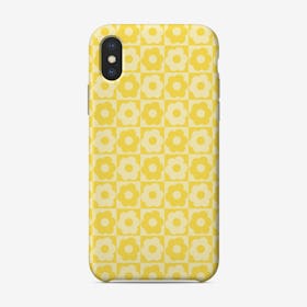 Floral Checker Yellow Phone Case
