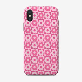 Floral Checker Pink Phone Case