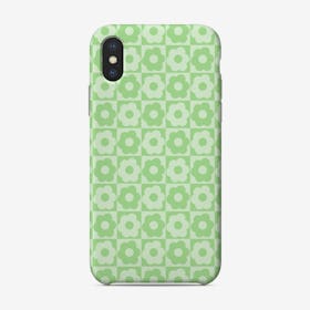 Floral Checker Green Phone Case