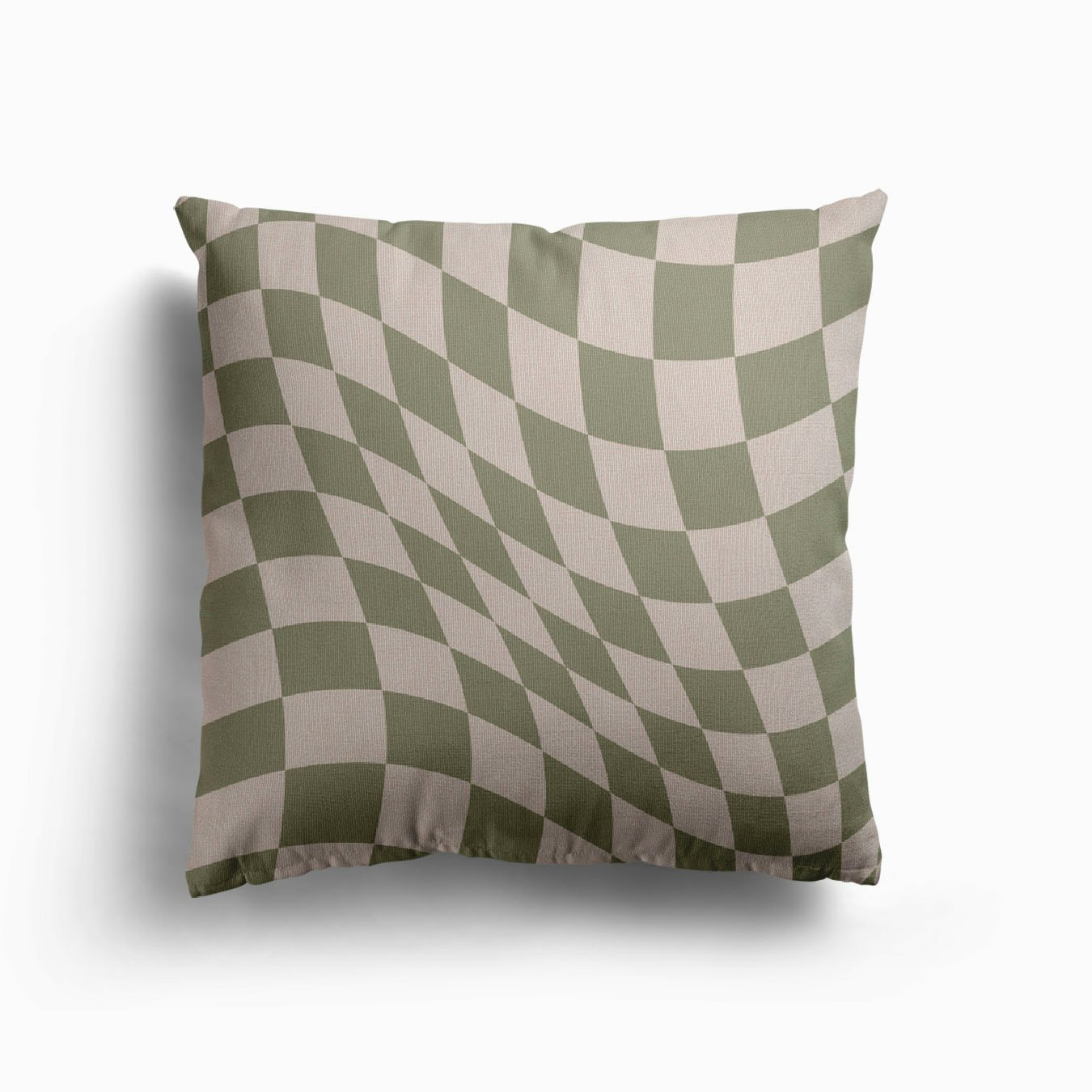 Warped Checker Beige Cream Canvas Cushion by Jodi Feddon