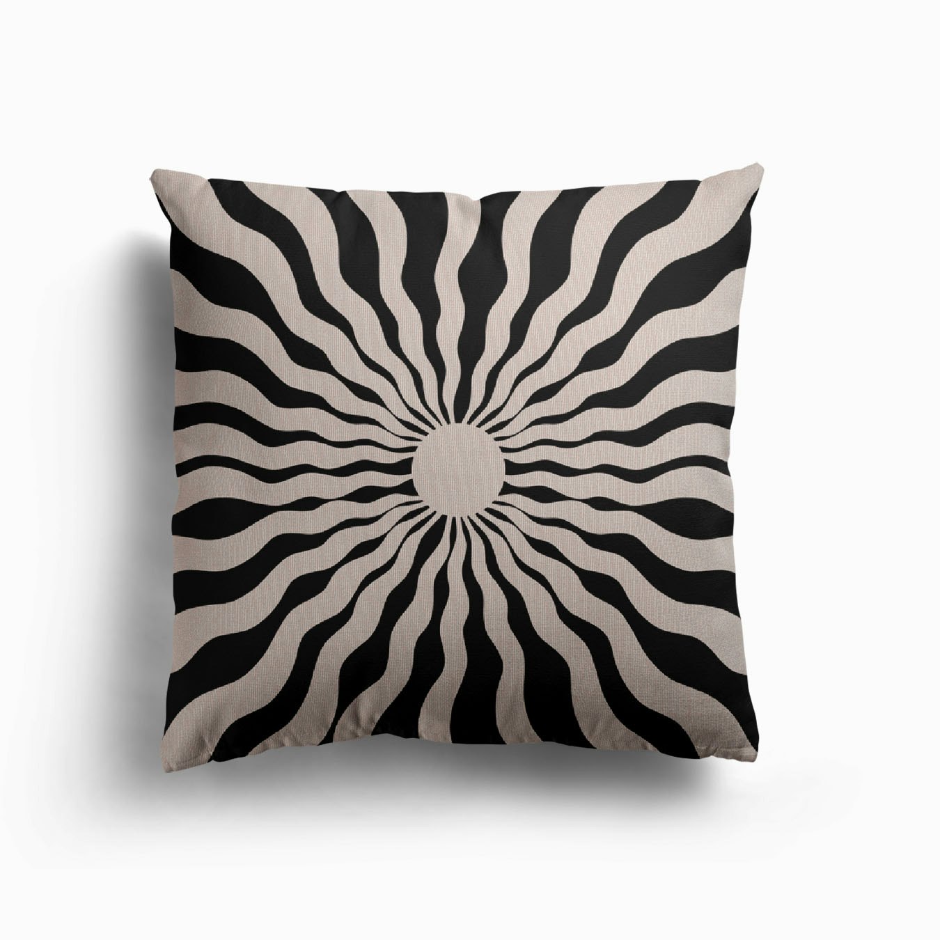 Sun Rays Black Beige Canvas Kissen