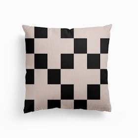 Checker Black Beige Canvas Cushion