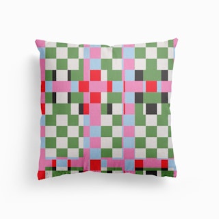 Weave Mix Pink Green Canvas Cushion