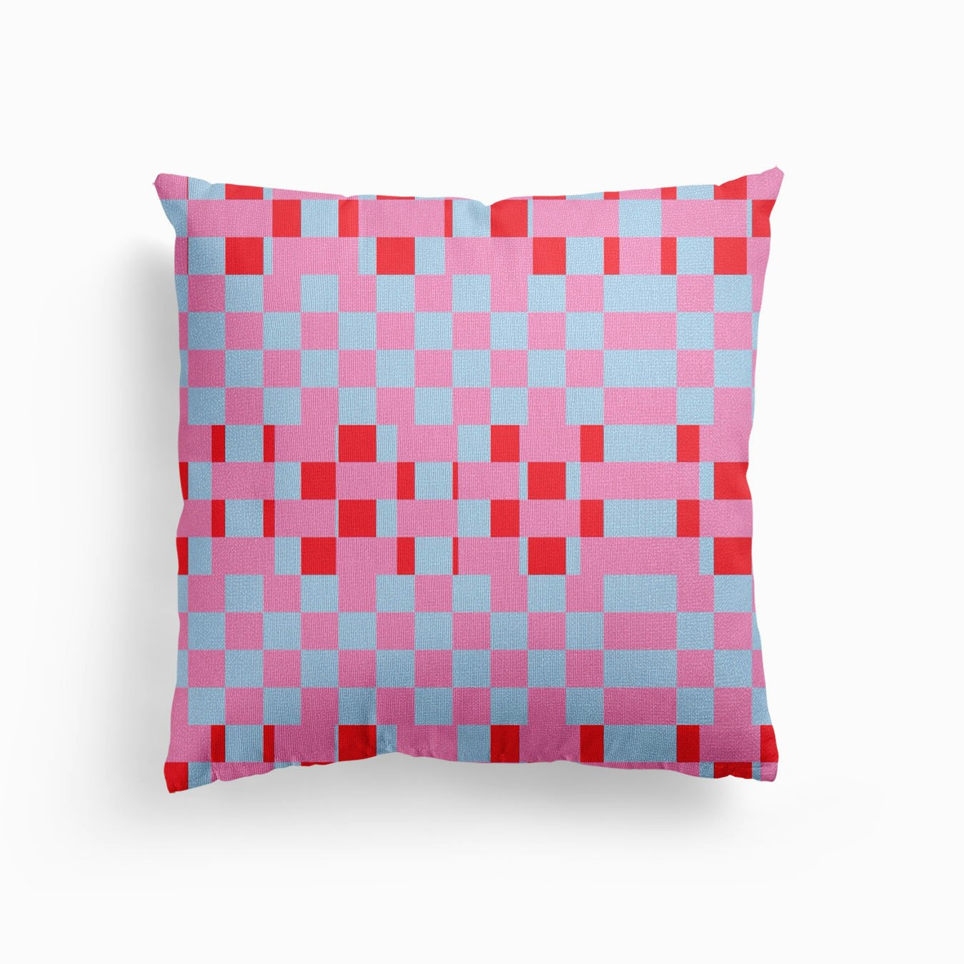 Weave Pink Blue Canvas Cuscino