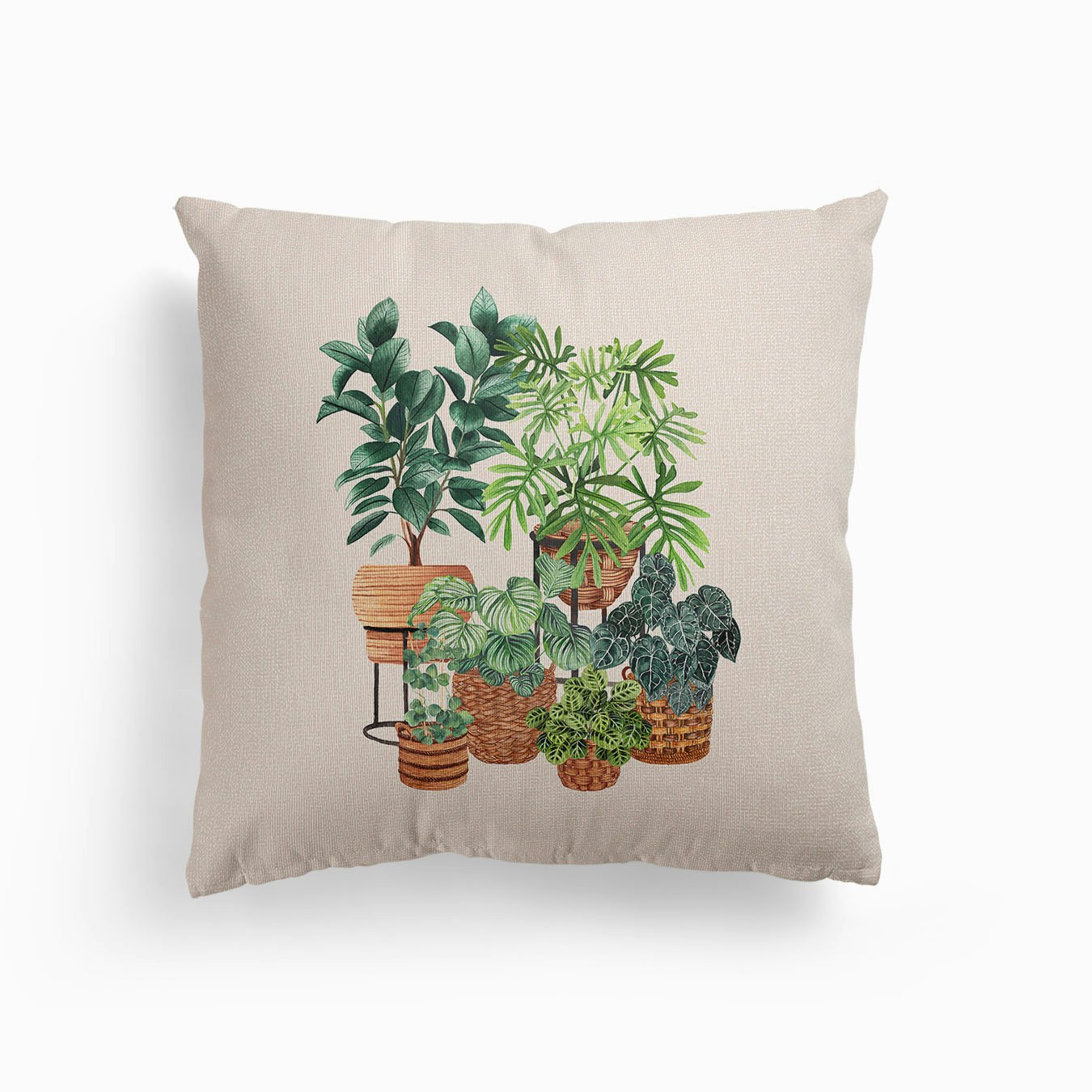 House Plants Club 10 Canvas Cushion by Gush Art Studio