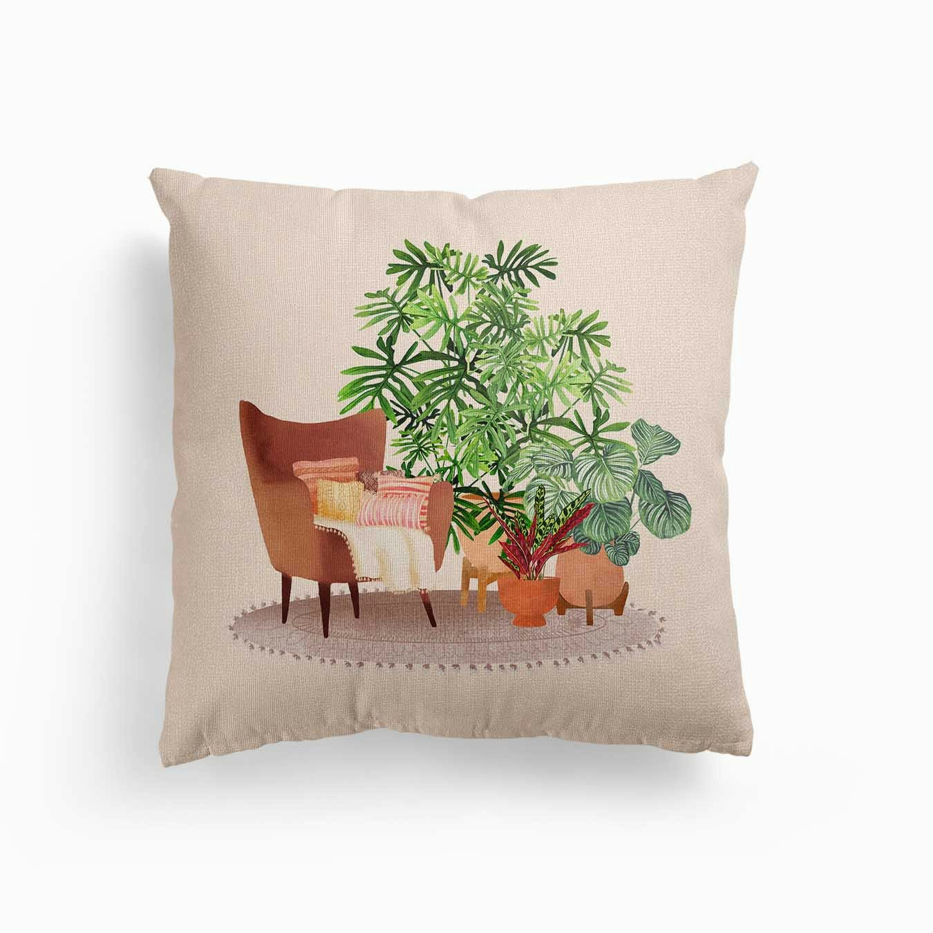 Plant Chair Canvas Cushion by Gush Art Studio