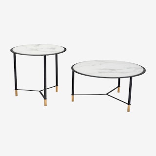 Davis Coffee Tables - Black / White - Set of 2