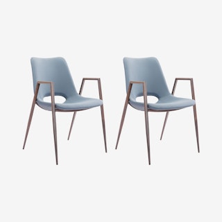 Desi Dining Chairs - Gray  - Velvet - Set of 2