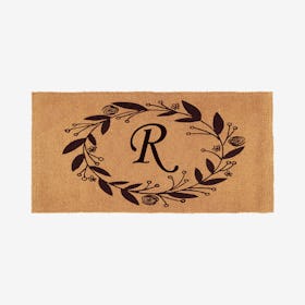 Letter R - Black Rose Doormat