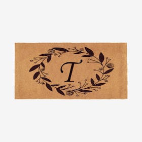 Letter T - Black Rose Doormat