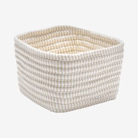 Ticking Shelf Storage Square Basket - Canvas