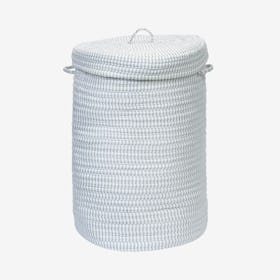 Ticking Solids Hamper with Lid - Grey