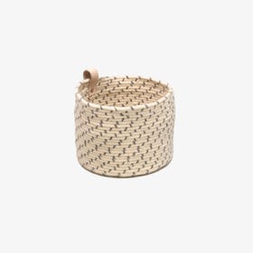 Wool Dice-X Leather Loop Basket  - Gray