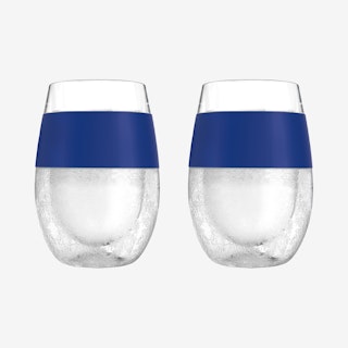 Wine Freeze Cooling Cups - Blue - Set of 2