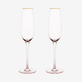 Champagne Flutes - Rose Crystal - Set of 2