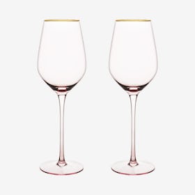 White Wine Glasses - Rose Crystal - Set of 2