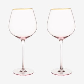 Red Wine Glasses - Rose Crystal - Set of 2