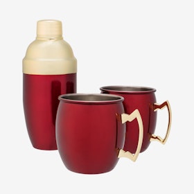 Mule Mug & Cocktail Shaker Gift Set - Red - Set of 3