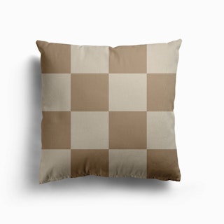 Large Beige Checkers Canvas Cushion