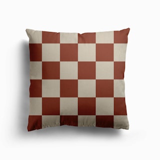 Terracotta Checkers Canvas Cushion