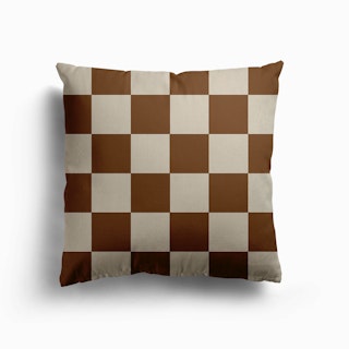 Brown Checkers Canvas Cushion