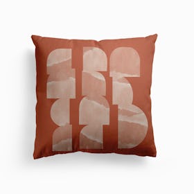 Geometric Object On Terracotta Canvas Cushion