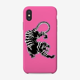 Black Tiger On Pink Phone Case