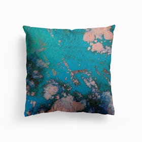 Abstract Turquoise And Pink Canvas Cushion