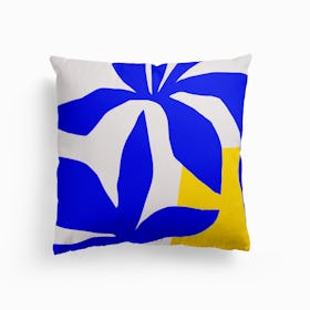 Matisse Inspired 2 Blue And Yellow Canvas Cushion