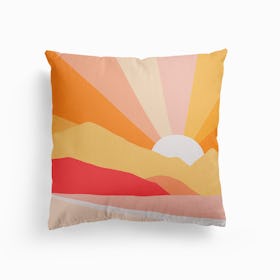 Sunny Coastal Rainbow Canvas Cushion