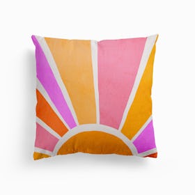 Bright Rainbow Sunrise Canvas Cushion